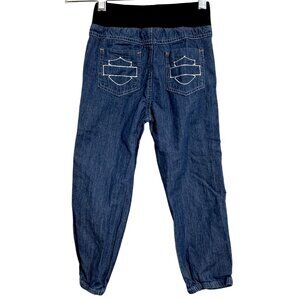 Harley Davidson Jeans Toddler Boys 4T Stretch Waist Denim Pants With Logo Embroi
